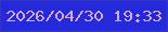 文字の大きさ：5、枠の色：3234d0、背景の色：2429da、文字の色：d6a8dc 無料ブログパーツのブログ時計