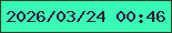 文字の大きさ：4、枠の色：323d26、背景の色：38fcb6、文字の色：351c35 無料ブログパーツのブログ時計