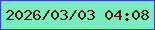 文字の大きさ：1、枠の色：3240db、背景の色：79ecc2、文字の色：4b190e 無料ブログパーツのブログ時計