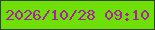 文字の大きさ：1、枠の色：324421、背景の色：6ee007、文字の色：a920a6 無料ブログパーツのブログ時計