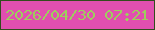 文字の大きさ：1、枠の色：324c1c、背景の色：e14faf、文字の色：9dce5d 無料ブログパーツのブログ時計
