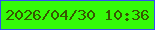 文字の大きさ：5、枠の色：324ff2、背景の色：34fb08、文字の色：365701 無料ブログパーツのブログ時計
