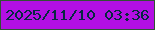 文字の大きさ：5、枠の色：325234、背景の色：b30fe3、文字の色：072840 無料ブログパーツのブログ時計