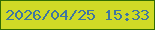 文字の大きさ：2、枠の色：326c01、背景の色：cfda26、文字の色：3f76a0 無料ブログパーツのブログ時計