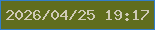 文字の大きさ：1、枠の色：327ec8、背景の色：606d1e、文字の色：cfcab6 無料ブログパーツのブログ時計