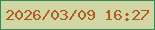 文字の大きさ：4、枠の色：328a55、背景の色：d2d6a5、文字の色：ad5d1d 無料ブログパーツのブログ時計