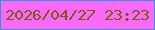 文字の大きさ：2、枠の色：3296ce、背景の色：fb69fb、文字の色：7a5c0f 無料ブログパーツのブログ時計