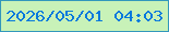 文字の大きさ：5、枠の色：3297bc、背景の色：c8f2b8、文字の色：0579dd 無料ブログパーツのブログ時計