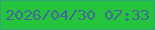 文字の大きさ：5、枠の色：32a37a、背景の色：24c53c、文字の色：44689a 無料ブログパーツのブログ時計