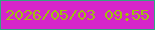 文字の大きさ：4、枠の色：32a581、背景の色：d525ca、文字の色：a1be0f 無料ブログパーツのブログ時計