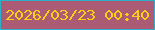 文字の大きさ：2、枠の色：32adc7、背景の色：ac5b75、文字の色：fecc14 無料ブログパーツのブログ時計