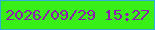 文字の大きさ：3、枠の色：32add3、背景の色：39ef18、文字の色：8e1baf 無料ブログパーツのブログ時計