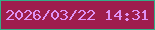 文字の大きさ：2、枠の色：32ae87、背景の色：9e1d4d、文字の色：de93f6 無料ブログパーツのブログ時計