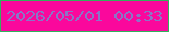 文字の大きさ：4、枠の色：32b15c、背景の色：fa089c、文字の色：8a75c7 無料ブログパーツのブログ時計