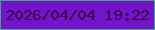 文字の大きさ：5、枠の色：32b17c、背景の色：7513cc、文字の色：2e0845 無料ブログパーツのブログ時計