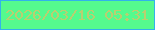文字の大きさ：3、枠の色：32b2eb、背景の色：55fa8e、文字の色：bacf70 無料ブログパーツのブログ時計