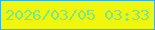 文字の大きさ：3、枠の色：32b4e2、背景の色：f1f70a、文字の色：75ea8c 無料ブログパーツのブログ時計