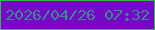 文字の大きさ：5、枠の色：32b750、背景の色：740ac6、文字の色：3a898f 無料ブログパーツのブログ時計