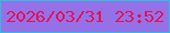 文字の大きさ：2、枠の色：32badd、背景の色：9571e7、文字の色：e21356 無料ブログパーツのブログ時計