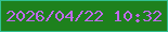文字の大きさ：4、枠の色：32c193、背景の色：1e811d、文字の色：bf6aec 無料ブログパーツのブログ時計