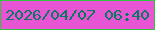 文字の大きさ：3、枠の色：32c43f、背景の色：e754d4、文字の色：08795f 無料ブログパーツのブログ時計