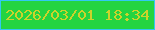 文字の大きさ：2、枠の色：32c8f2、背景の色：24d441、文字の色：ccd32b 無料ブログパーツのブログ時計