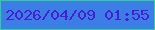 文字の大きさ：5、枠の色：32cc95、背景の色：3b7fe6、文字の色：491ed3 無料ブログパーツのブログ時計