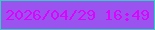 文字の大きさ：1、枠の色：32cfbf、背景の色：9a53ee、文字の色：d905fc 無料ブログパーツのブログ時計