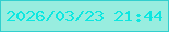 文字の大きさ：2、枠の色：32cfce、背景の色：98eddf、文字の色：0ee7e0 無料ブログパーツのブログ時計