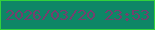文字の大きさ：5、枠の色：32d13c、背景の色：0e8666、文字の色：753f6e 無料ブログパーツのブログ時計