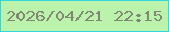 文字の大きさ：4、枠の色：32d7dd、背景の色：bbf3ac、文字の色：808873 無料ブログパーツのブログ時計