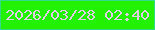 文字の大きさ：1、枠の色：32da8a、背景の色：23f102、文字の色：ddcfdf 無料ブログパーツのブログ時計