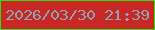 文字の大きさ：4、枠の色：32dd13、背景の色：c92726、文字の色：8da3ae 無料ブログパーツのブログ時計