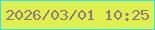 文字の大きさ：2、枠の色：32ddff、背景の色：ddf04d、文字の色：937a7d 無料ブログパーツのブログ時計