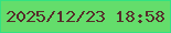 文字の大きさ：1、枠の色：32e282、背景の色：64dd6b、文字の色：562d2b 無料ブログパーツのブログ時計