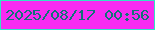 文字の大きさ：4、枠の色：32e5c3、背景の色：f82bf2、文字の色：117378 無料ブログパーツのブログ時計
