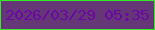 文字の大きさ：2、枠の色：32ee23、背景の色：653776、文字の色：6c04a6 無料ブログパーツのブログ時計
