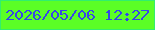 文字の大きさ：1、枠の色：32ee6f、背景の色：5bfe26、文字の色：3646e7 無料ブログパーツのブログ時計