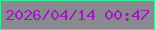 文字の大きさ：4、枠の色：32f099、背景の色：8a8990、文字の色：a218c1 無料ブログパーツのブログ時計