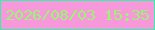 文字の大きさ：1、枠の色：32f2ab、背景の色：f798db、文字の色：9bf575 無料ブログパーツのブログ時計