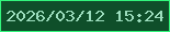 文字の大きさ：5、枠の色：32f57c、背景の色：0f4f2a、文字の色：9cddbd 無料ブログパーツのブログ時計