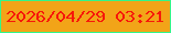 文字の大きさ：3、枠の色：32f58a、背景の色：f2a418、文字の色：f7170a 無料ブログパーツのブログ時計