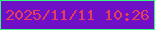 文字の大きさ：1、枠の色：32f97f、背景の色：6f10c6、文字の色：e43e5d 無料ブログパーツのブログ時計