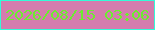 文字の大きさ：4、枠の色：32fbd8、背景の色：d47cae、文字の色：6ced30 無料ブログパーツのブログ時計