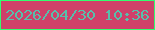 文字の大きさ：1、枠の色：32fd6f、背景の色：cf4069、文字の色：57bfab 無料ブログパーツのブログ時計