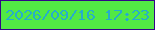 文字の大きさ：1、枠の色：330587、背景の色：52e944、文字の色：26adcb 無料ブログパーツのブログ時計