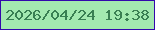 文字の大きさ：5、枠の色：3308ac、背景の色：a3e9b0、文字の色：397f52 無料ブログパーツのブログ時計