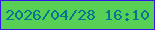 文字の大きさ：2、枠の色：3314e9、背景の色：58d056、文字の色：037692 無料ブログパーツのブログ時計