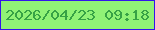 文字の大きさ：3、枠の色：3315eb、背景の色：90f276、文字の色：36a245 無料ブログパーツのブログ時計