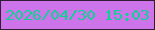文字の大きさ：5、枠の色：331d32、背景の色：cd74ea、文字の色：0dd293 無料ブログパーツのブログ時計